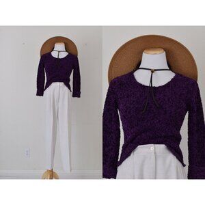 Vintage 80s Purple Pullover‎ Polyester/Silk Sweater size M